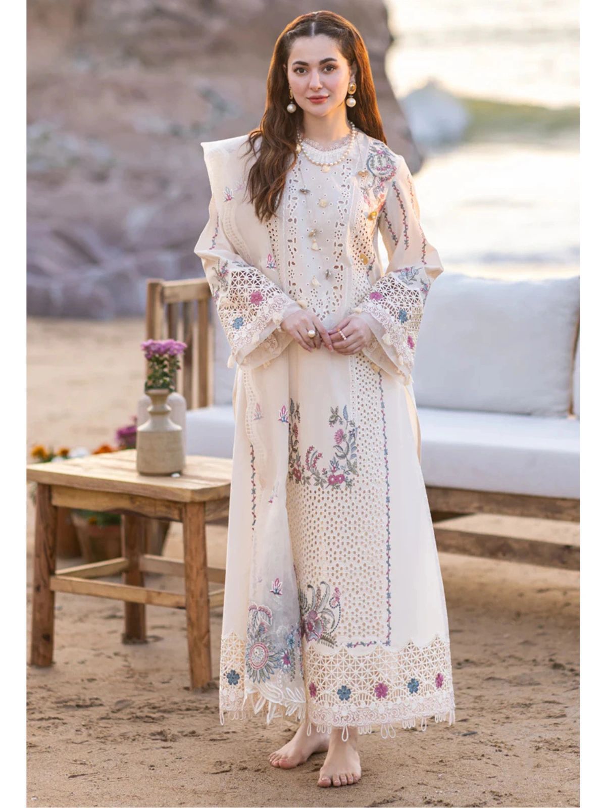 Qalamkar Embroidered Three Piece