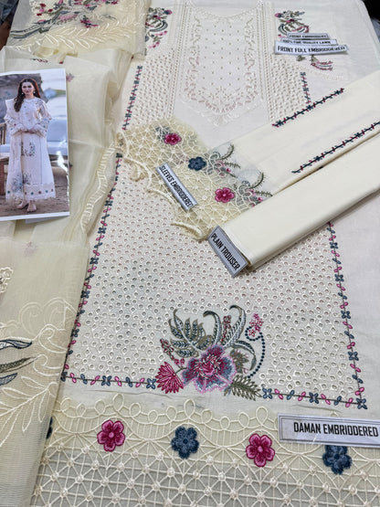 Qalamkar Embroidered Three Piece