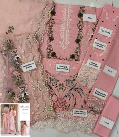Aneela's Chikankari Luxury Embroidered Unstitched 3-Piece