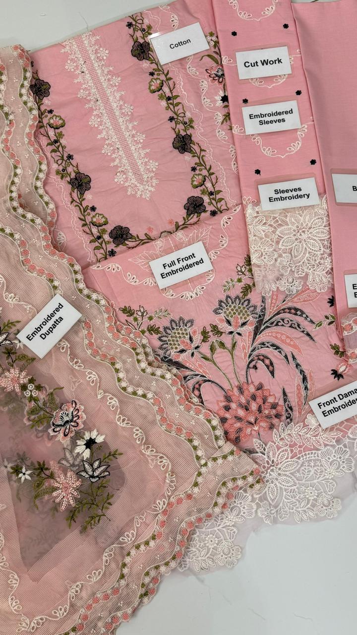 Aneela's Chikankari Luxury Embroidered Unstitched 3-Piece