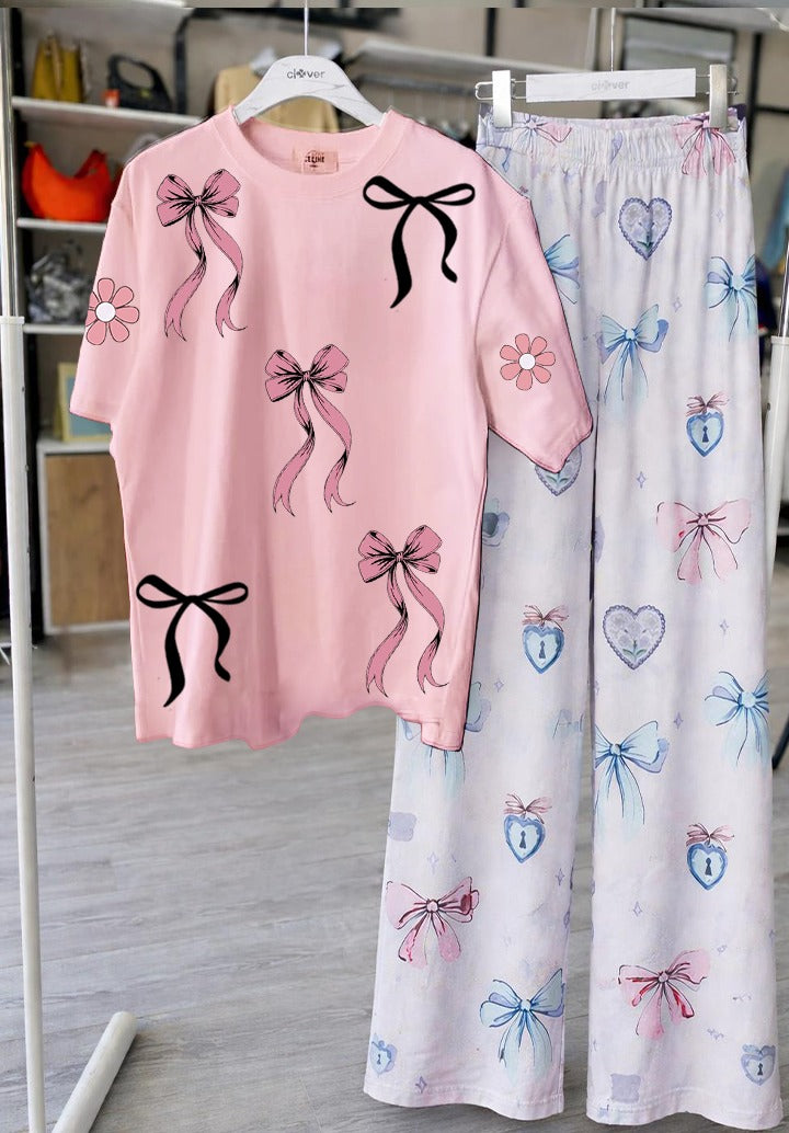 Lounge Wear Set for Women & Girls – Soft Jersey Top & Trouser