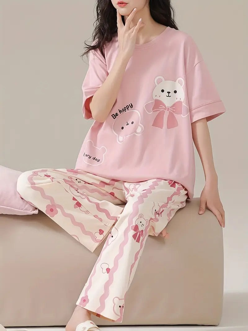 Lounge Wear Set for Women & Girls – Soft Jersey Top & Trouser