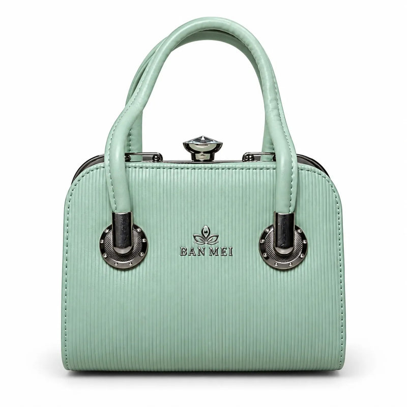 Elegant Mint Green Structured Handbag for Women – Classic Top Handle Shoulder Bag