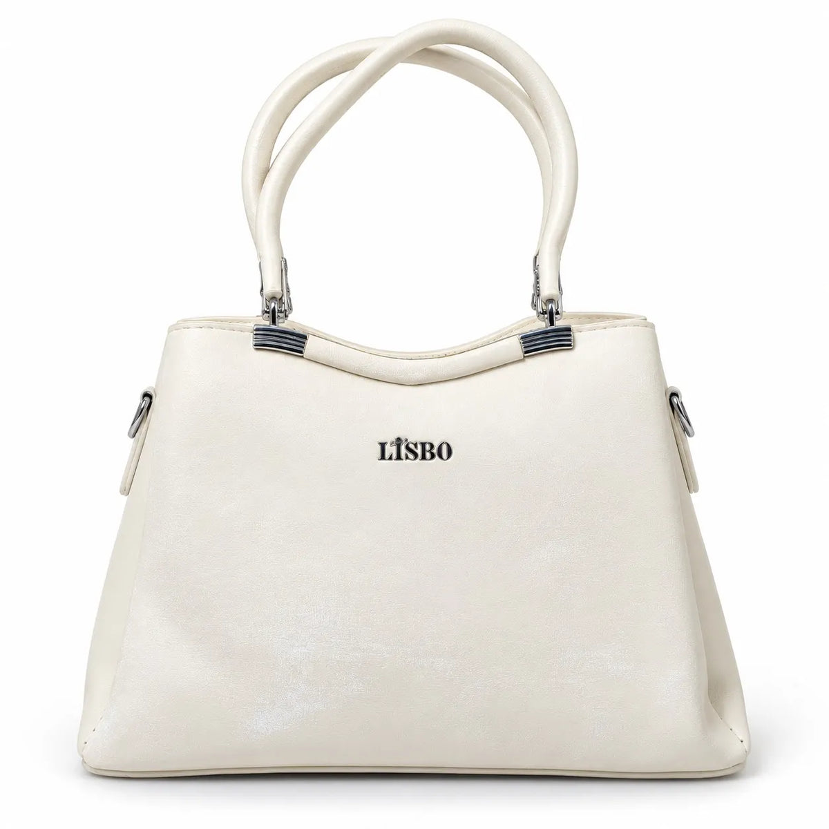 Women’s Light Blue Structured Handbag with Top Handle & Metal Detail