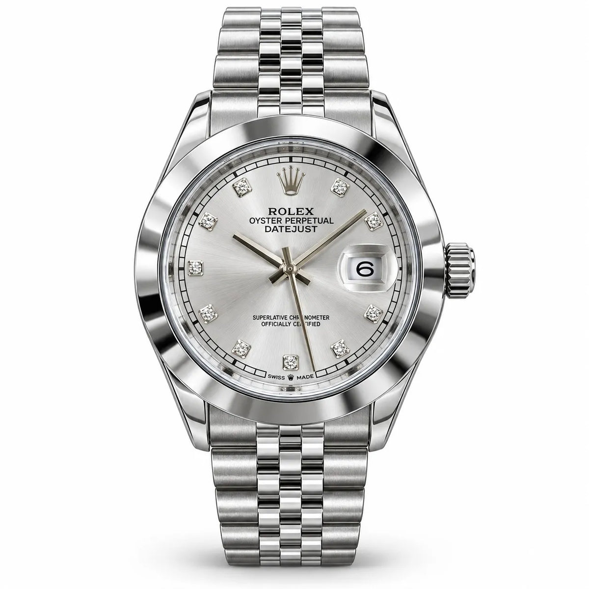Luxury Men’s Silver Watch – Classic Stainless Steel Bracelet Watch with White Dial & Date