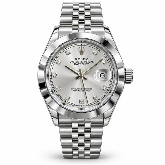 Luxury Men’s Silver Watch – Classic Stainless Steel Bracelet Watch with White Dial & Date