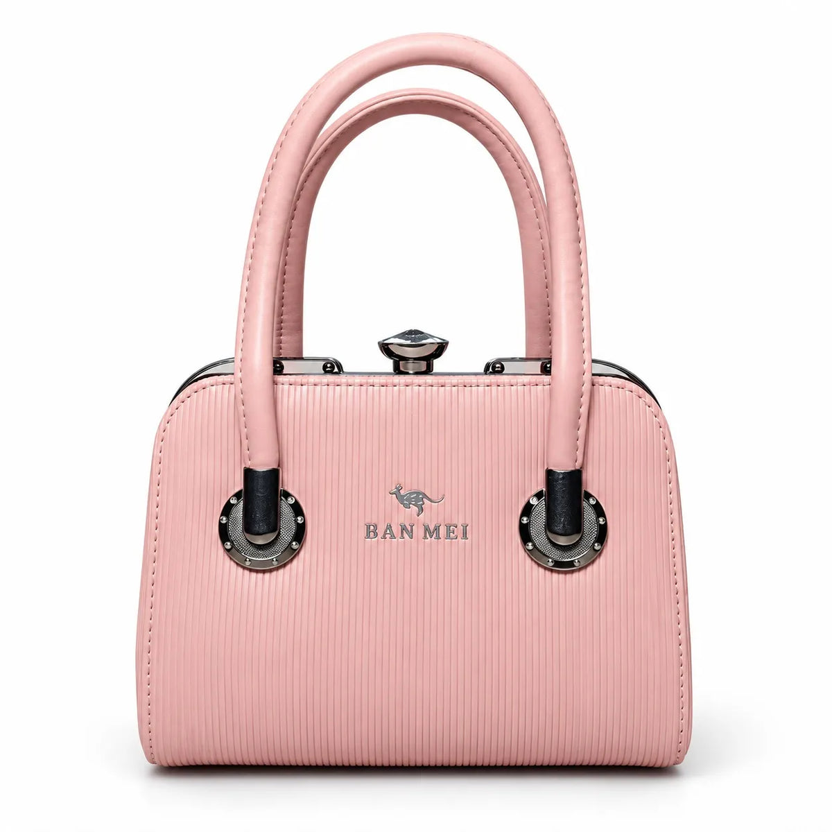 Luxury Pink Handbag for Women | Elegant Structured Ribbed Top Handle Bag