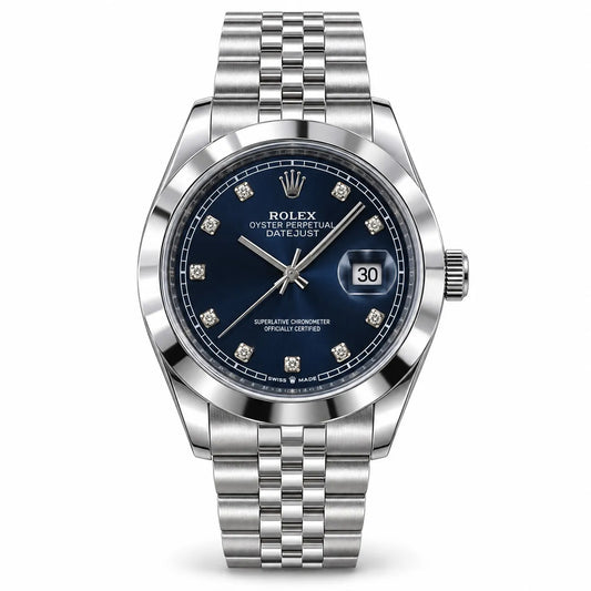 Luxury Men’s Blue Dial Stainless Steel Watch – Elegant Date Display Wristwatch
