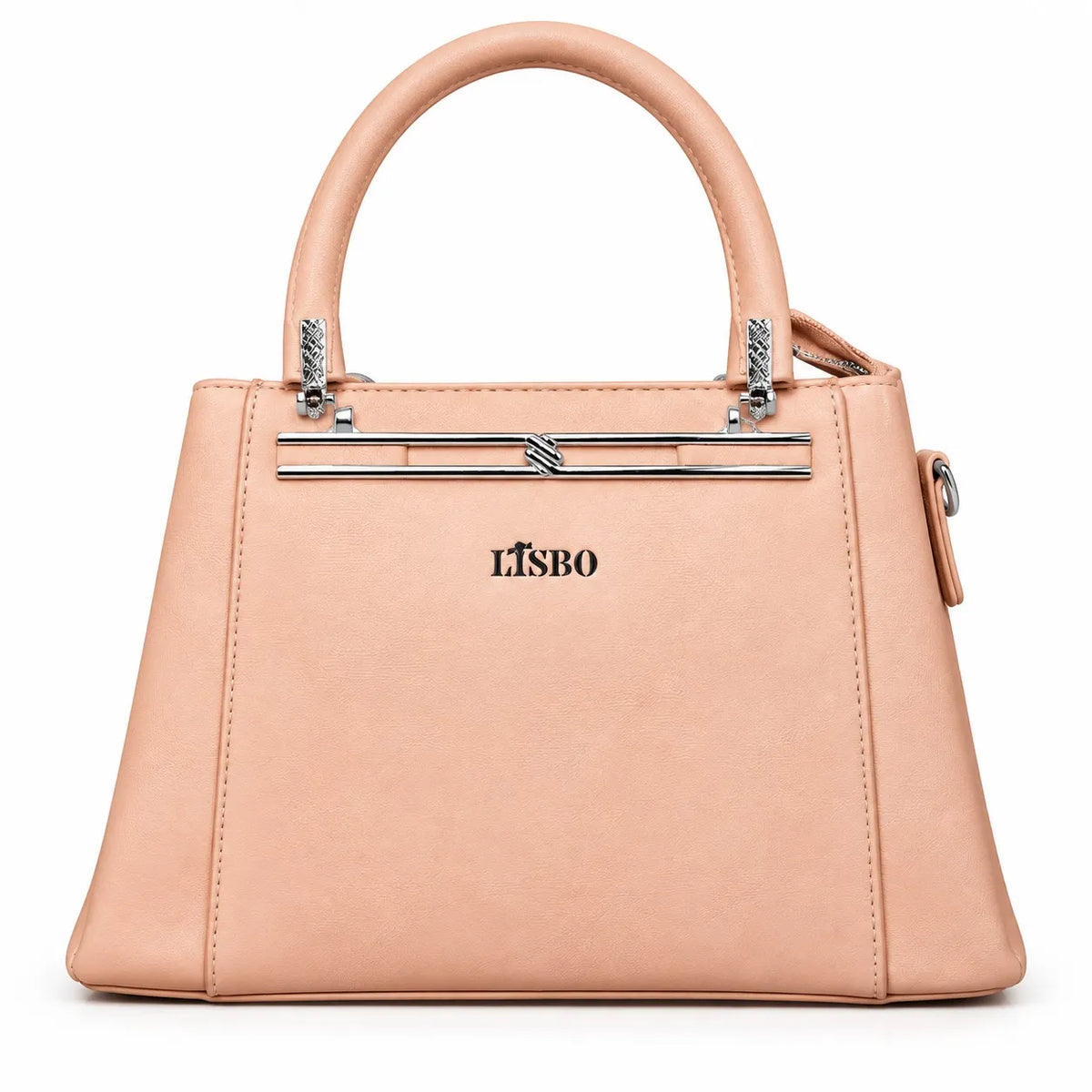 Women’s Light Blue Structured Handbag with Top Handle & Metal Detail