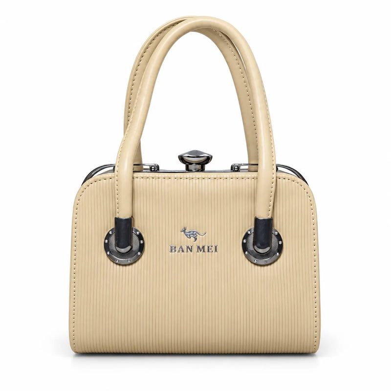 Elegant Ribbed Structured Handbag for Women – Vintage Top Handle Shoulder Bag