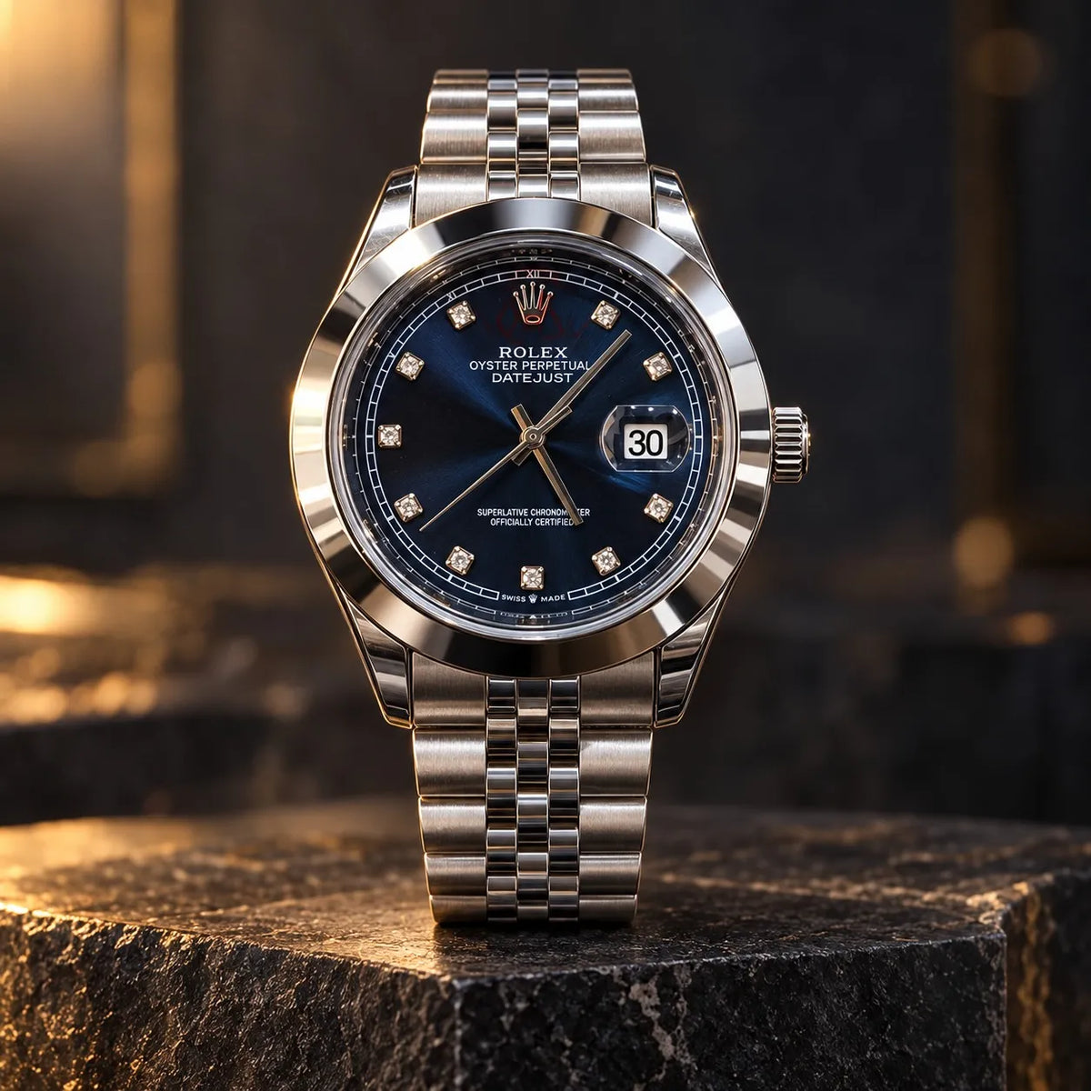 Luxury Men’s Blue Dial Stainless Steel Watch – Elegant Date Display Wristwatch