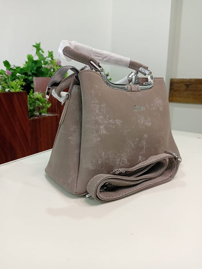 Ban Mei Deluxe Leather Handbag – Statement Hardware Satchel