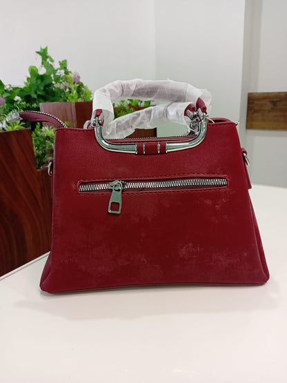 Ban Mei Deluxe Leather Handbag – Statement Hardware Satchel
