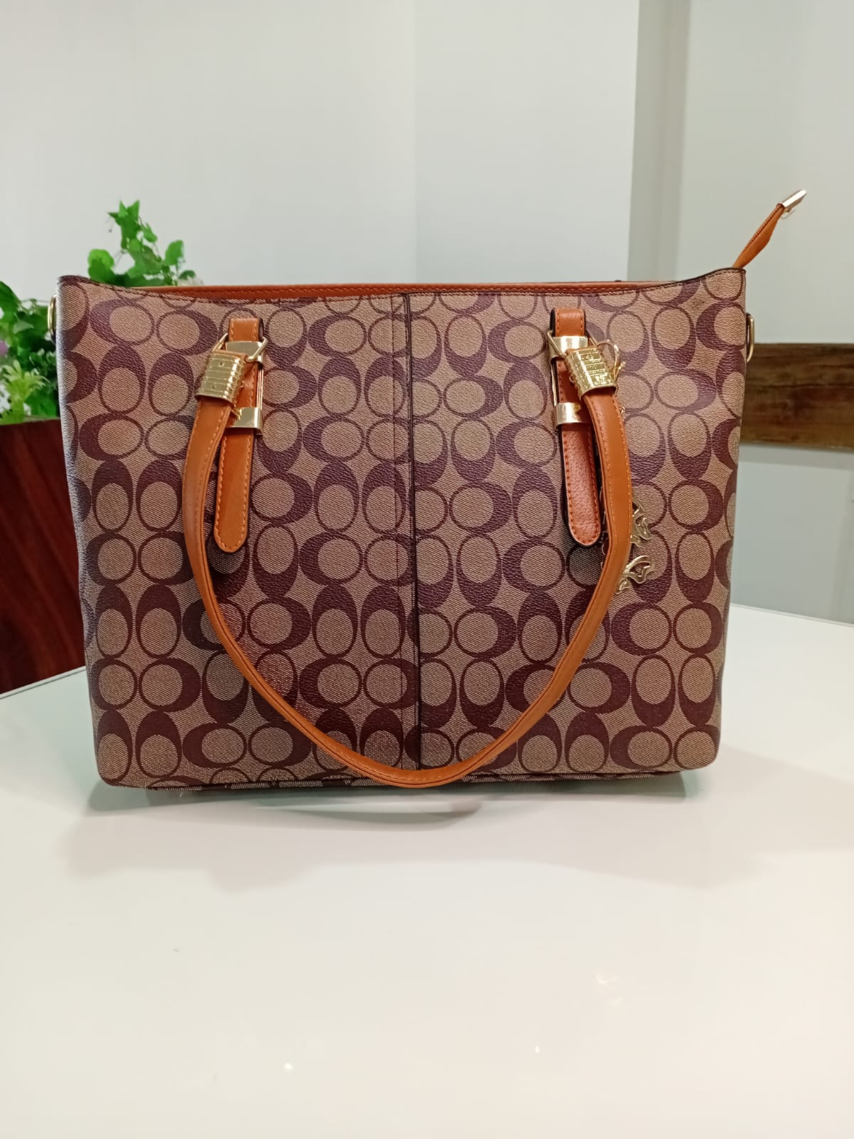 Signature Print Structured Tote