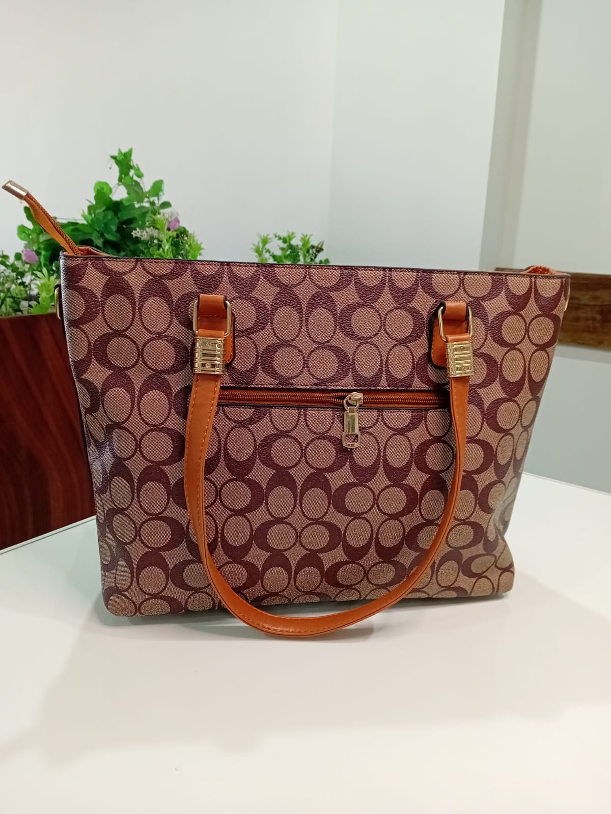 Signature Print Structured Tote
