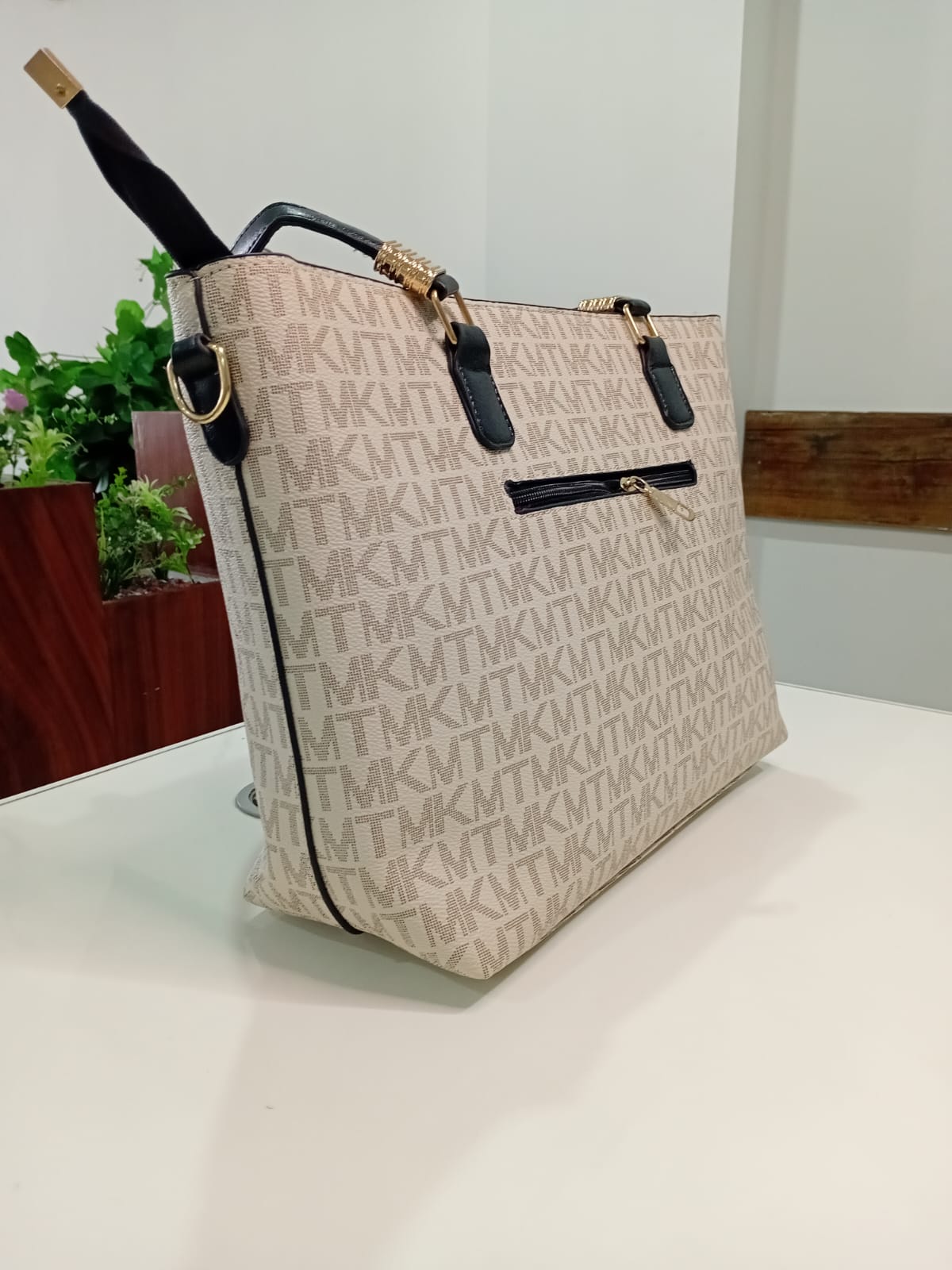 Signature Print Structured Tote