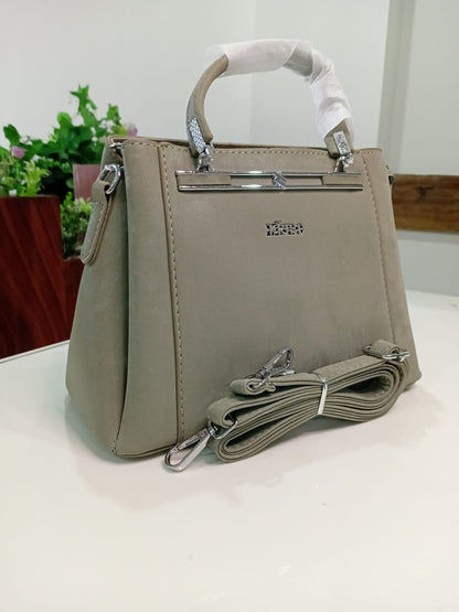 Ban Mei Prestige Leather Handbag – Boxy Frame with Crystal Hardware