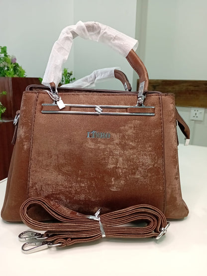 Ban Mei Prestige Leather Handbag – Boxy Frame with Crystal Hardware